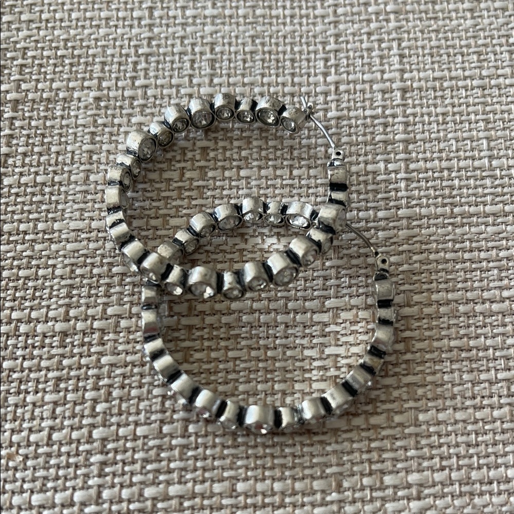 Silver and Cubic Zirconia Hoop Earrings